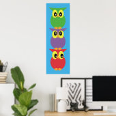 Owl totem 3 uilen boven elkaar poster (Thuiskantoor)