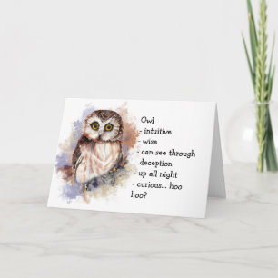 Owl Totem, Animal Guide Funny Birthday Kaart
