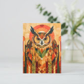 Owl Totem – Urban Art Deco Spirit Briefkaart (Staand voorkant)