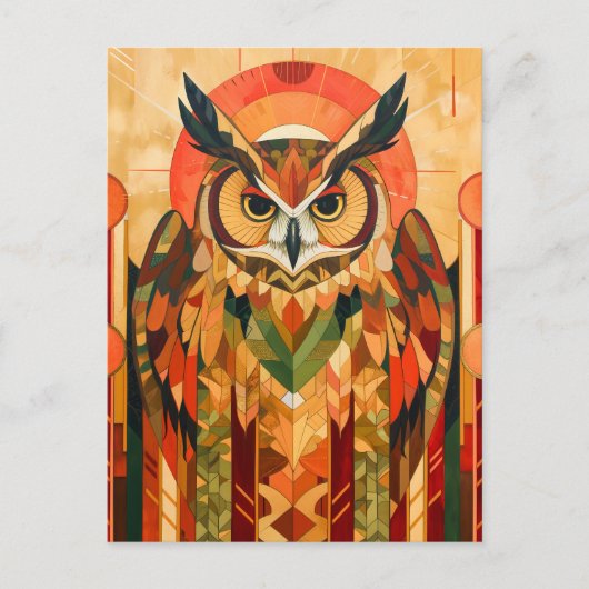 Owl Totem – Urban Art Deco Spirit Briefkaart (Voorkant)