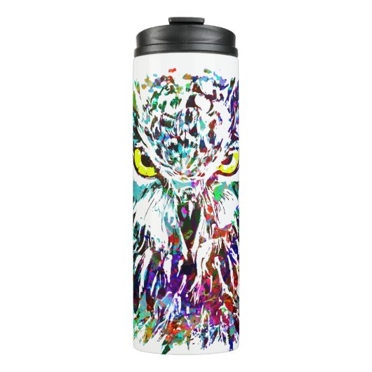 Owl Travel Mug | Tumbler van kleurrijke orthoestro Thermosbeker (Voorkant)
