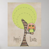 Owl Tree Baby Nursery Kinder Room Wall Poster (Voorkant)