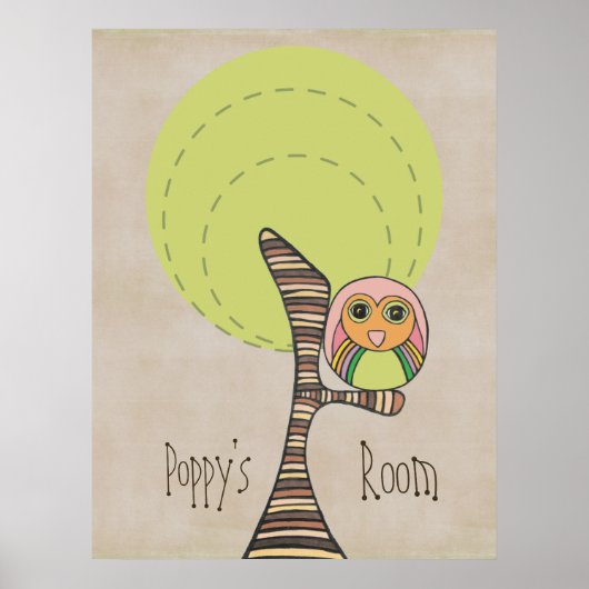 Owl Tree Baby Nursery Kinder Room Wall Poster (Voorkant)