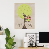 Owl Tree Baby Nursery Kinder Room Wall Poster (Thuiskantoor)