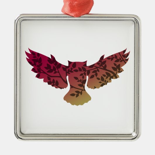 Owl Tree Metalen Ornament (Voorkant)