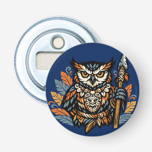 Owl Tribale Krijger Button Flesopener
