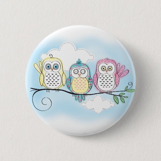 Owl Trio Ronde Button 5,7 Cm (Voorkant)