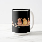 Owl Trio Tweekleurige Koffiemok (Voorkant rechts)