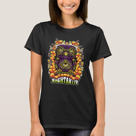 Owl trippy psychodelic coloured t-shirt (Voorkant)
