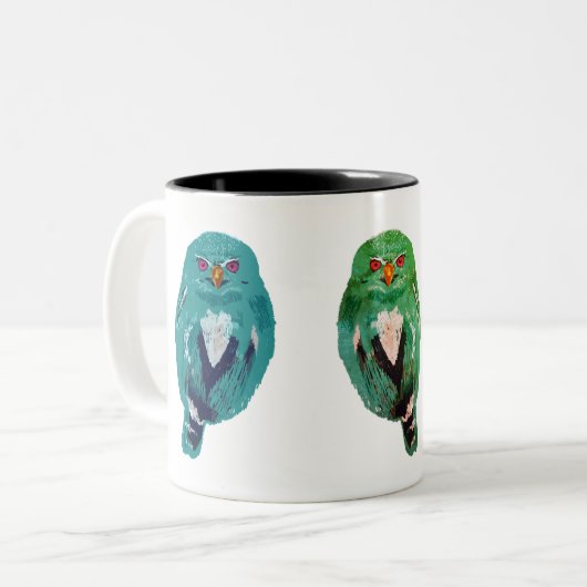 Owl Tweekleurige Koffiemok (Voorkant links)