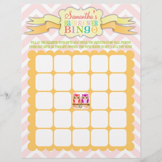 Owl Twinden - het Bingo van het Baby shower & de S (Voorkant)