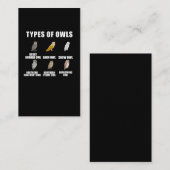 Owl Types Snow Barn Birdwatch Tortelduifjes Visitekaartje (Voorkant / Achterkant)