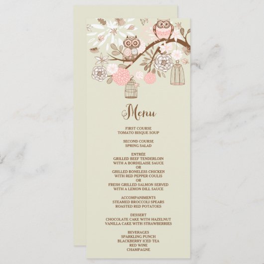 Owl u hebt behoefte is de Liefde Roze Kaart van he (Voorkant / Achterkant)