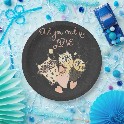 Owl u wenst is LOVE Papieren Bordje (Feest)