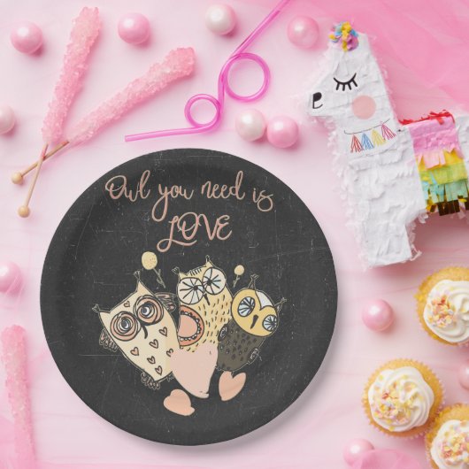 Owl u wenst is LOVE Papieren Bordje (Feest)