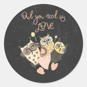Owl u wenst is LOVE Ronde Sticker