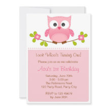 Owl Uitnodiging - Meisje 1st Birthday / Baby showe