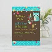 Owl, uitnodigingen van verjaardagsfeestjes (Staand voorkant)