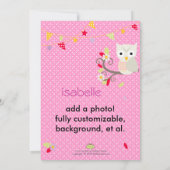 Owl, uitnodigingen van verjaardagsfeestjes (Achterkant)