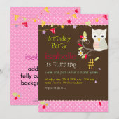 Owl, uitnodigingen van verjaardagsfeestjes (Voorkant / Achterkant)