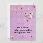 Owl, uitnodigingen van verjaardagsfeestjes (Achterkant)