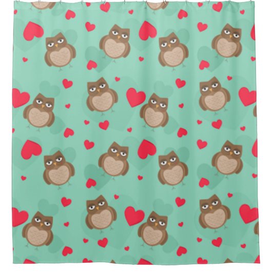 Owl Valentijnsdag Douchegordijn (Voorkant)