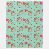 Owl Valentijnsdag Fleece Deken (Voorkant)
