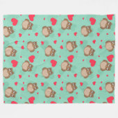 Owl Valentijnsdag Fleece Deken (Voorkant (Horizontaal))