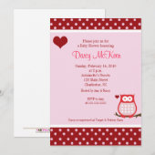 Owl Valentijnsdag Heart Baby shower Invitation Kaart (Voorkant / Achterkant)
