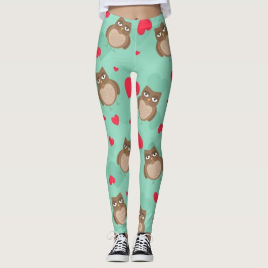 Owl Valentijnsdag Leggings (Voorkant)