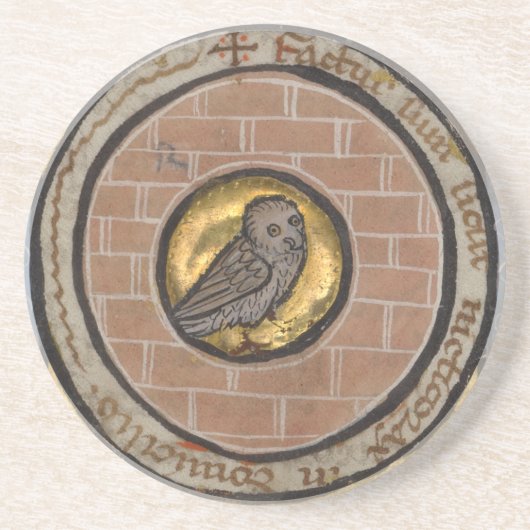Owl van een Medieval Manuscript Zandsteen Onderzetter (Voorkant)