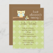Owl verjaardagsfeestje uitnodiging (Voorkant / Achterkant)