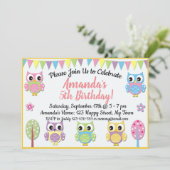 Owl verjaardagsuitnodiging kaart (Staand voorkant)