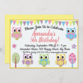 Owl verjaardagsuitnodiging kaart (Voorkant / Achterkant)