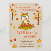 Owl verjaardagsuitnodiging Owl uitnodiging Herfst  (Voorkant / Achterkant)