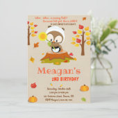 Owl verjaardagsuitnodiging Owl uitnodiging Herfst  (Staand voorkant)