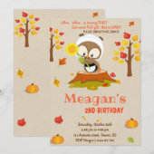 Owl verjaardagsuitnodiging Owl uitnodiging Herfst  (Voorkant / Achterkant)