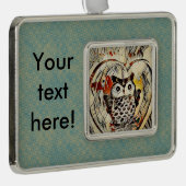 Owl Verzilverd Omlijst Ornament (Rechts)