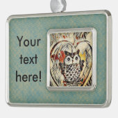 Owl Verzilverd Omlijst Ornament (Links)