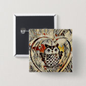 Owl Vierkante Button 5,1 Cm (Voorkant /achterkant)