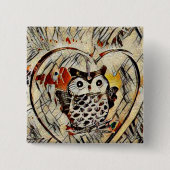 Owl Vierkante Button 5,1 Cm (Voorkant)