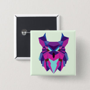 Owl Vierkante Button 5,1 Cm