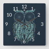 Owl Vierkante Klok (Voorkant)