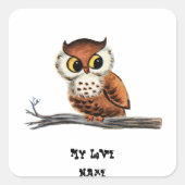 Owl Vierkante Sticker (Voorkant)