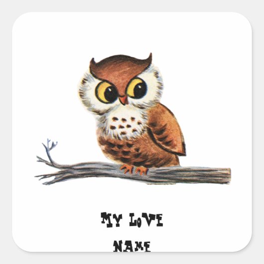 Owl Vierkante Sticker (Voorkant)