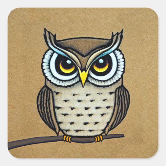 Owl Vierkante Sticker (Voorkant)