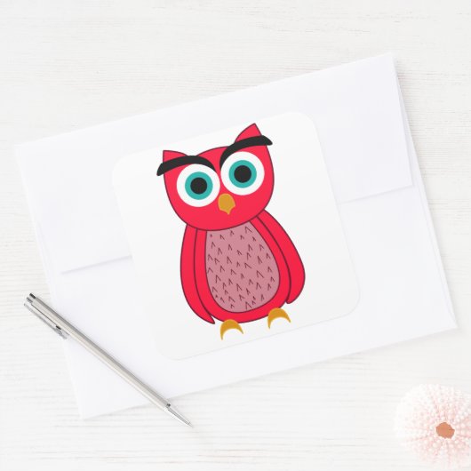 Owl Vierkante Sticker (Envelop)