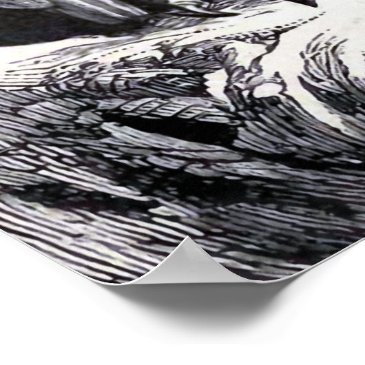 "Owl" Vintage Illustratie Poster (Hoek)