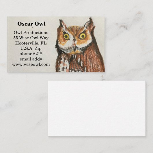 Owl Visitekaartje Brown Wise Owl (Voorkant / Achterkant)