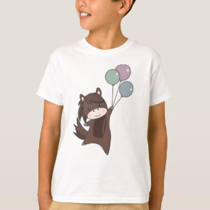 Owl vliegt met ballonnen zoete dieren voor kindere t-shirt